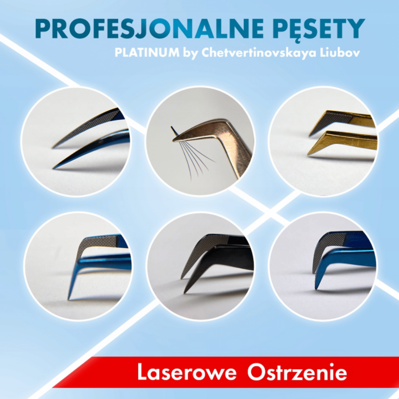 Tweezer for Eyelash Extensions Laser Diamond Blue PLATINUM Aqua Collection