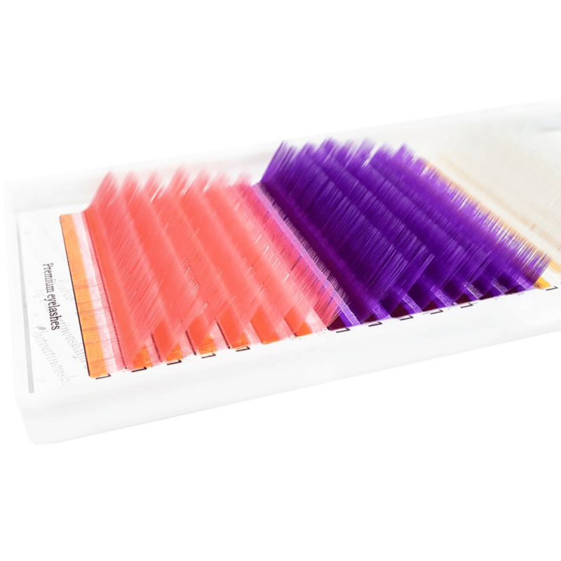 Eyelash Extensions Color (White/Pink/Purple) PLATINUM Curl L 0.07 8–13mm