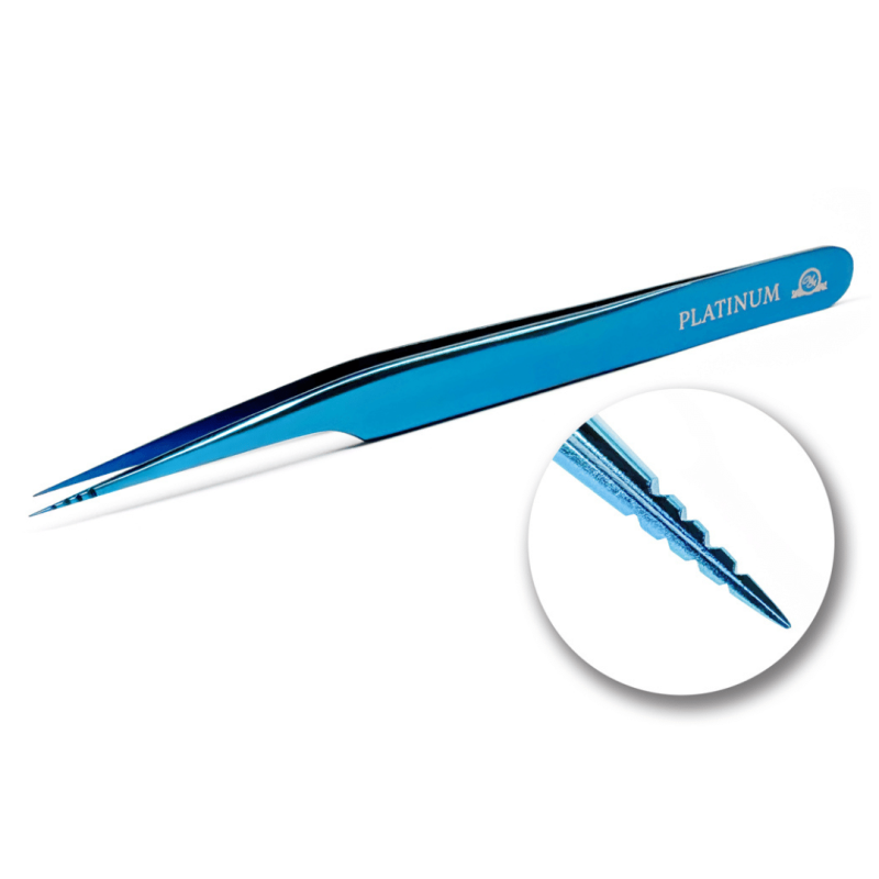 Tweezers for Lash Separation with Grooves Plasma PLATINUM Aqua Collection