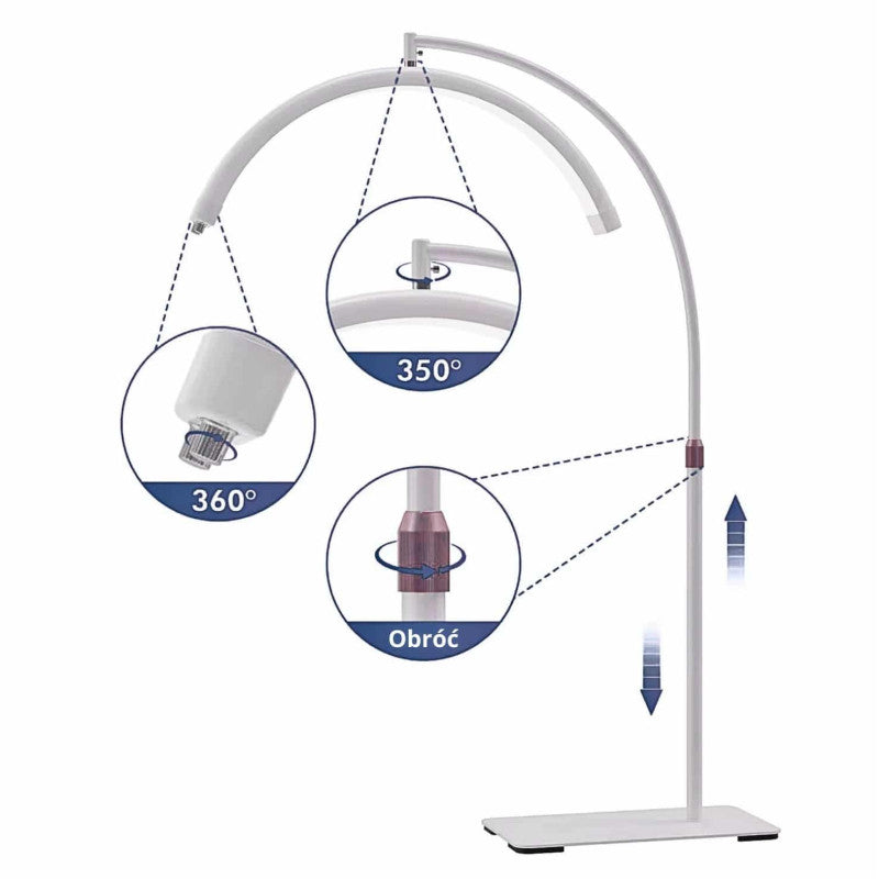 Foldable Cosmetic Bed 60 cm + Memory Foam Mattress + Shadow-Free Cosmetic Lamp MOON PLATINUM - Set №9