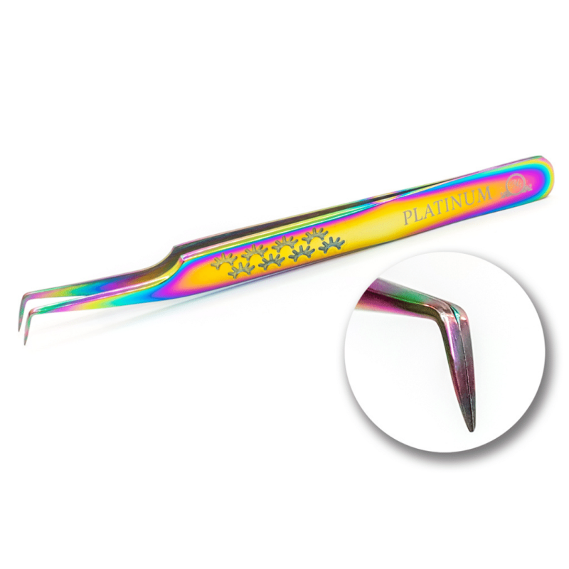 Tweezers for Eyelash Extensions ET 15 Multicolor Lash PLATINUM Multicolor Collection