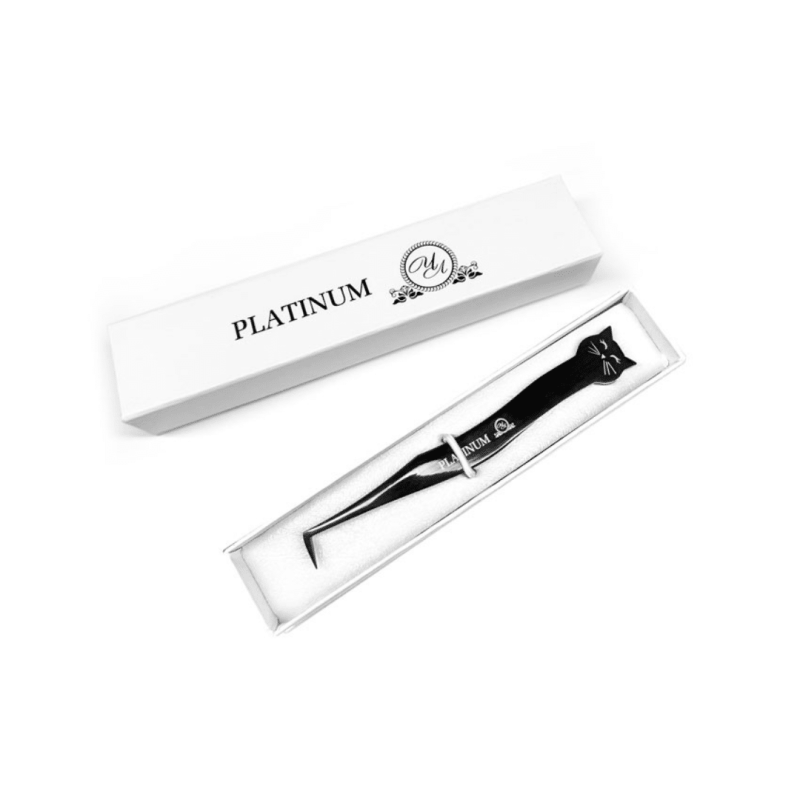Tweezers for Eyelash Extensions Cat Laser PLATINUM Onyx Edition