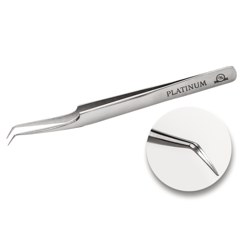 Tweezers for Eyelash Extensions ET 45 grey PLATINUM Steel Collection
