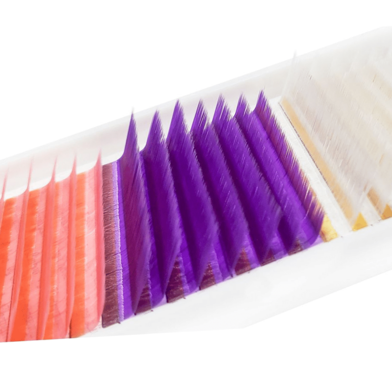 Eyelash Extensions Color (White/Pink/Purple) PLATINUM Curl L 0.07 8–13mm