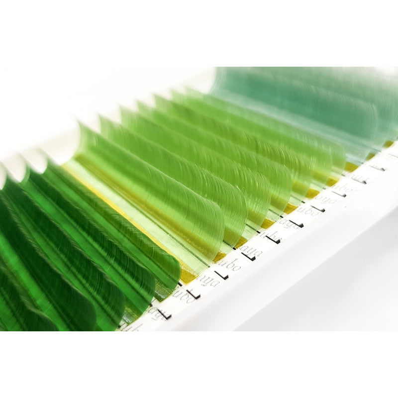 Eyelash Extensions Color Green “Nature’s Energy” PLATINUM Curl CC 0.07 8–13mm