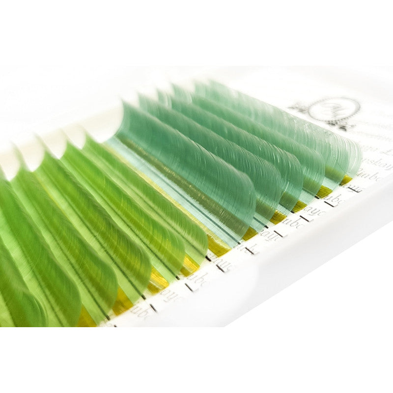 Eyelash Extensions Color Green “Nature’s Energy” PLATINUM Curl CC 0.07 8–13mm