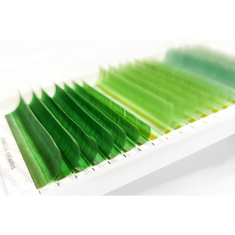 Eyelash Extensions Color Green “Nature’s Energy” PLATINUM Curl CC 0.07 8–13mm