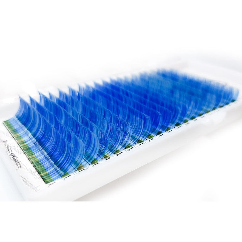 Eyelash Extensions Color Blue/White PLATINUM Curl CC 0.07 8–14mm