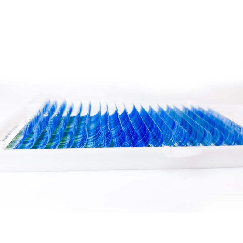 Eyelash Extensions Color Blue/White PLATINUM Curl CC 0.07 8–14mm