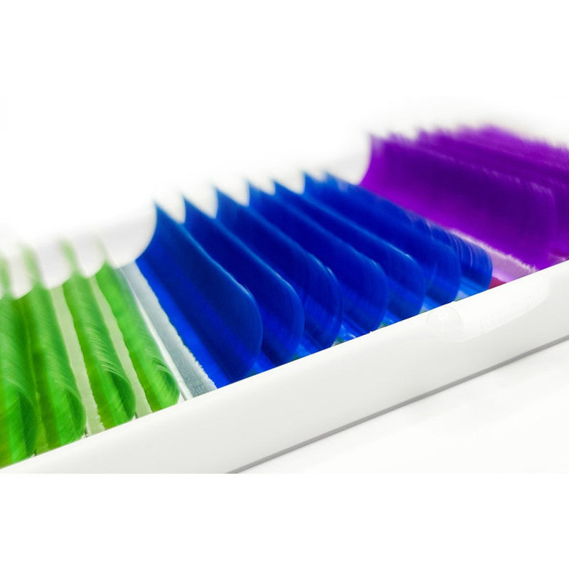 Eyelalash Extensions Color (Purple/Blue/Green) PLATINUM Curl C 0.07 8–13mm