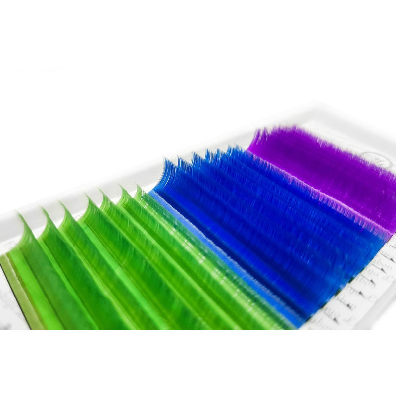 Eyelalash Extensions Color (Purple/Blue/Green) PLATINUM Curl C 0.07 8–13mm