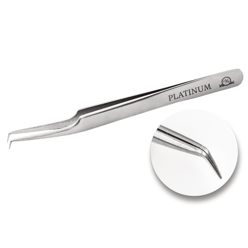 Tweezers for Eyelash Extensions ET 15 Mini blue PLATINUM Aqua Collection