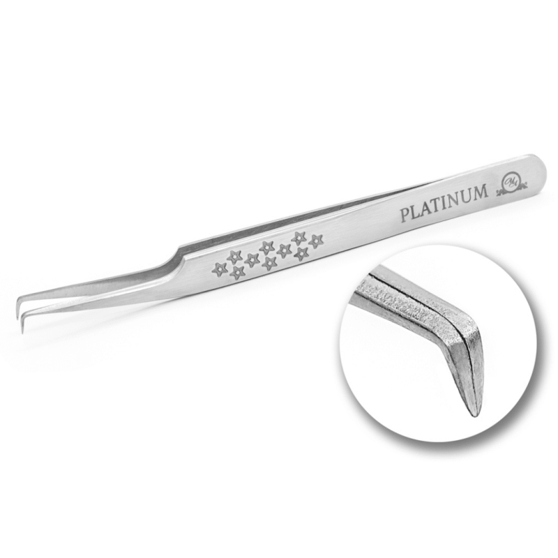 Tweezers for Eyelash Extensions ET 15 Mini Stars PLATINUM Steel Collection