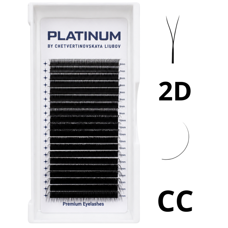 Ready Fan Eyelash Clusters 2D Black YY-Double Curl CC 0.07 6–13 mm PLATINUM