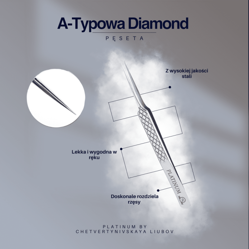 Tweezers for Eyelash Extensions A-Typical Diamond Silver PLATINUM Steel Collection