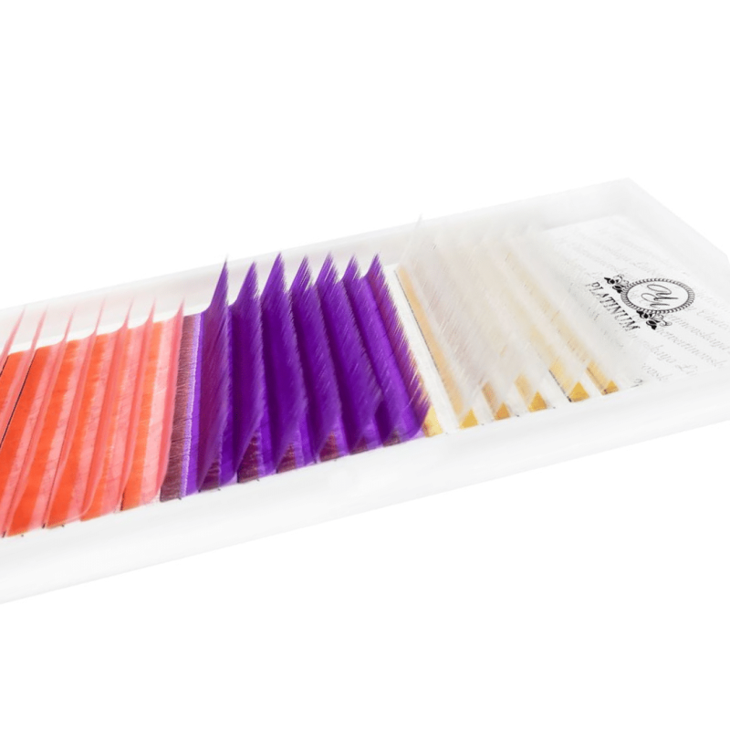 Eyelash Extensions Color (White/Pink/Purple) PLATINUM Curl L 0.07 8–13mm