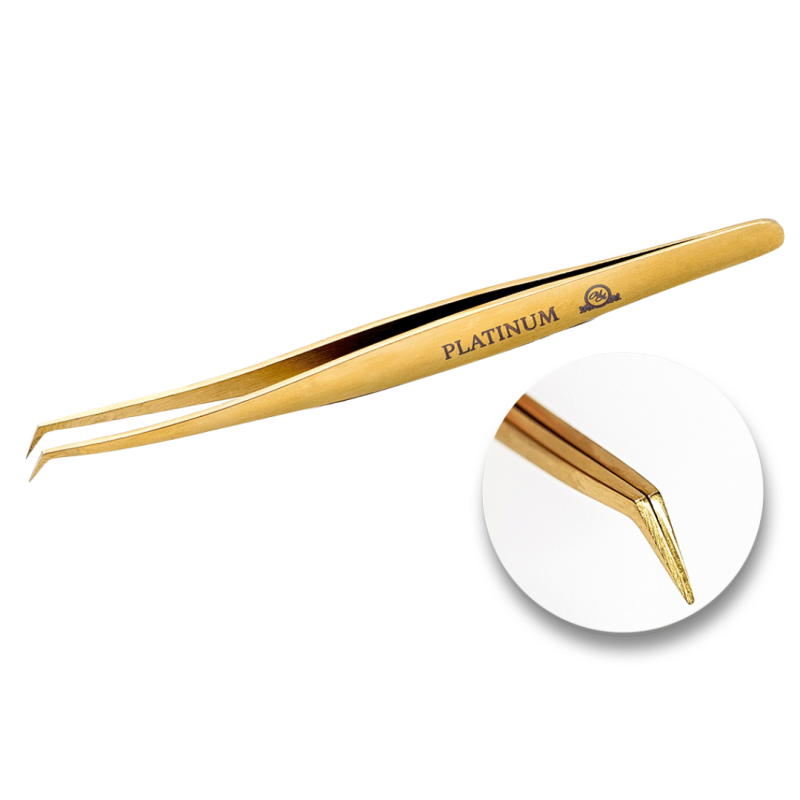 Tweezers for Eyelash Extensions VT Plasma gold Laser PLATINUM Golden Glow