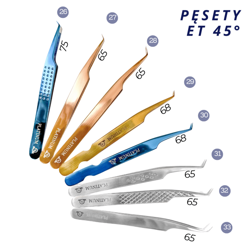 Tweezers for Eyelash Extensions ET 45 Heart PLATINUM Steel Collection