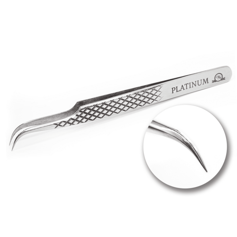 Tweezers for Eyelash Extensions Diamond Strong PLATINUM Steel Collection