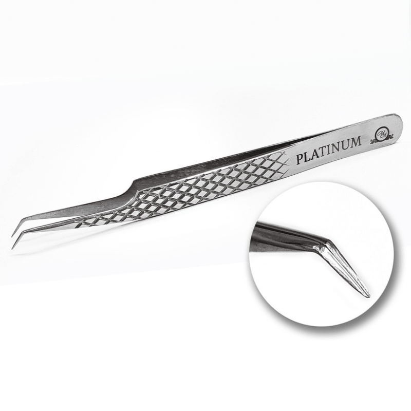 Tweezers for Eyelash Extensions ET 45 Diamond PLATINUM Steel Collection