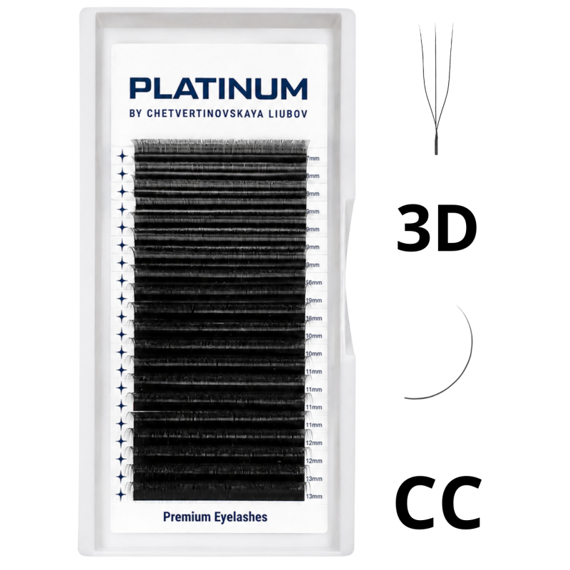 Ready Fan Eyelash Clusters 3D Black U-Shape Curl CС 0.07 7–13 mm PLATINUM