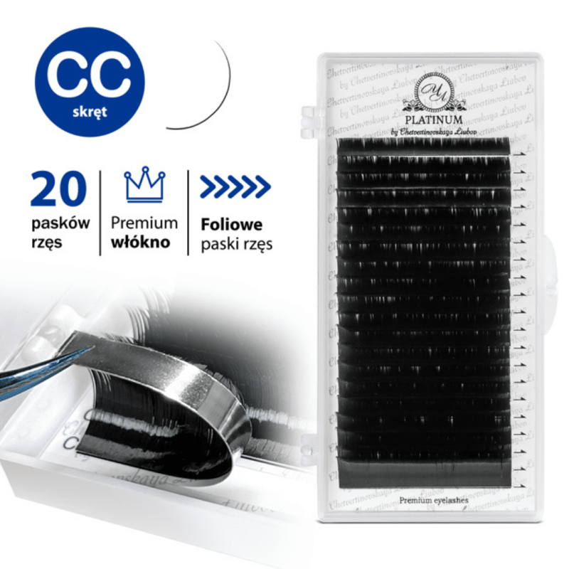 Eyelash Extensions Black PLATINUM 20 lines Curl CC 0.085 11mm