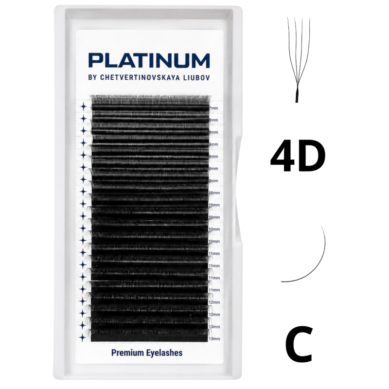 Ready Fan Eyelash Clusters 4D Black U-Shape Curl C 0.07 7–13 mm PLATINUM