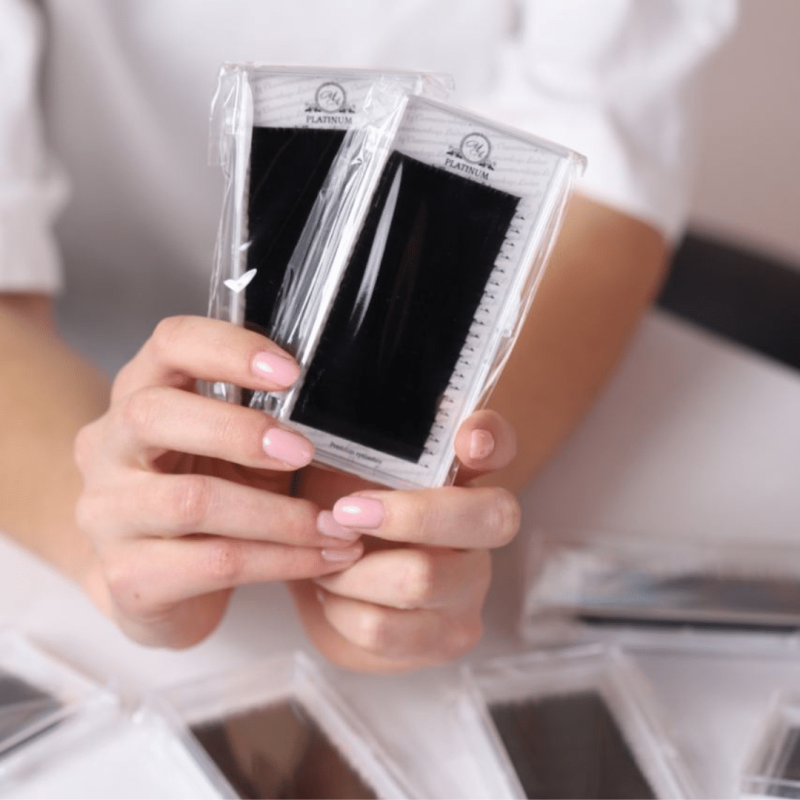 Eyelash Extensions Black PLATINUM 20 lines Сurl M+ 0.10 7-12mm