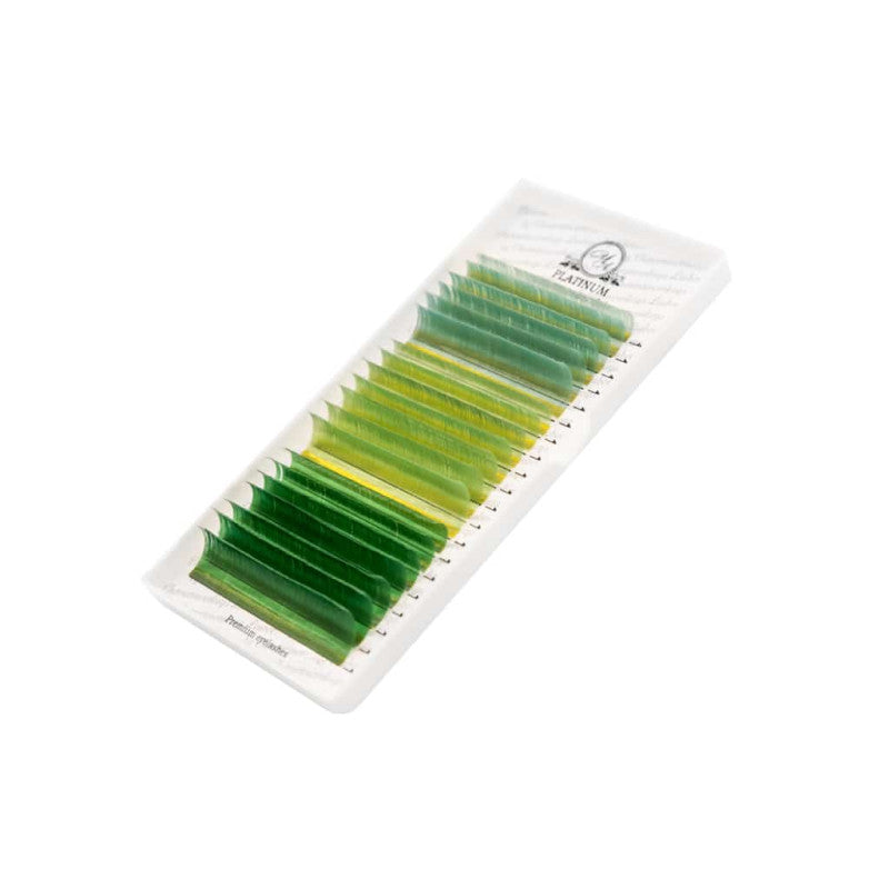 Eyelash Extensions Color Green “Nature’s Energy” PLATINUM Curl CC 0.07 8–13mm
