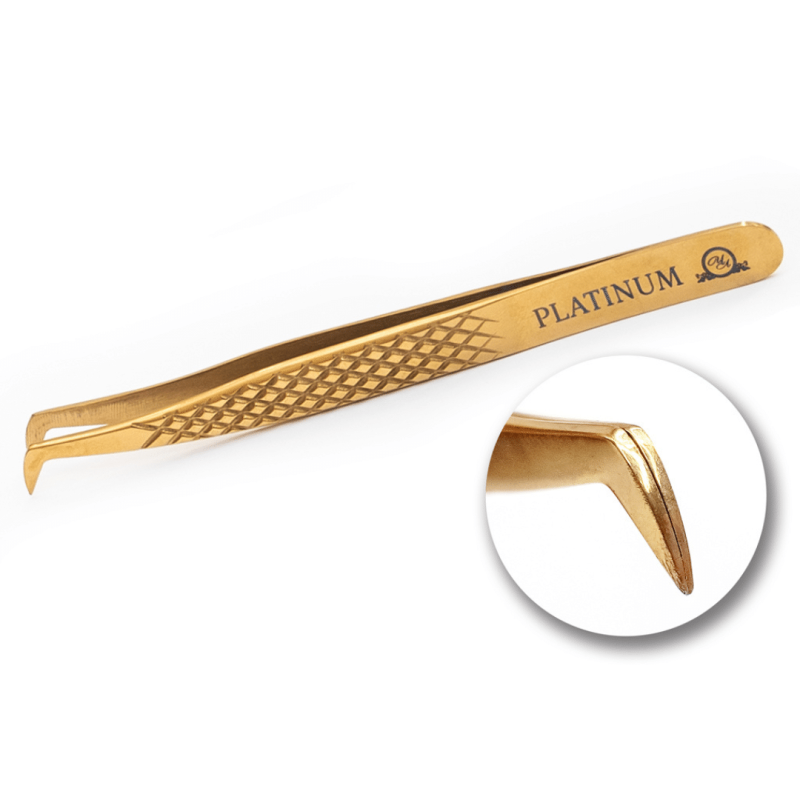 Tweezers for Eyelash Extensions VT 25 Diamond Gold PLATINUM Golden Glow