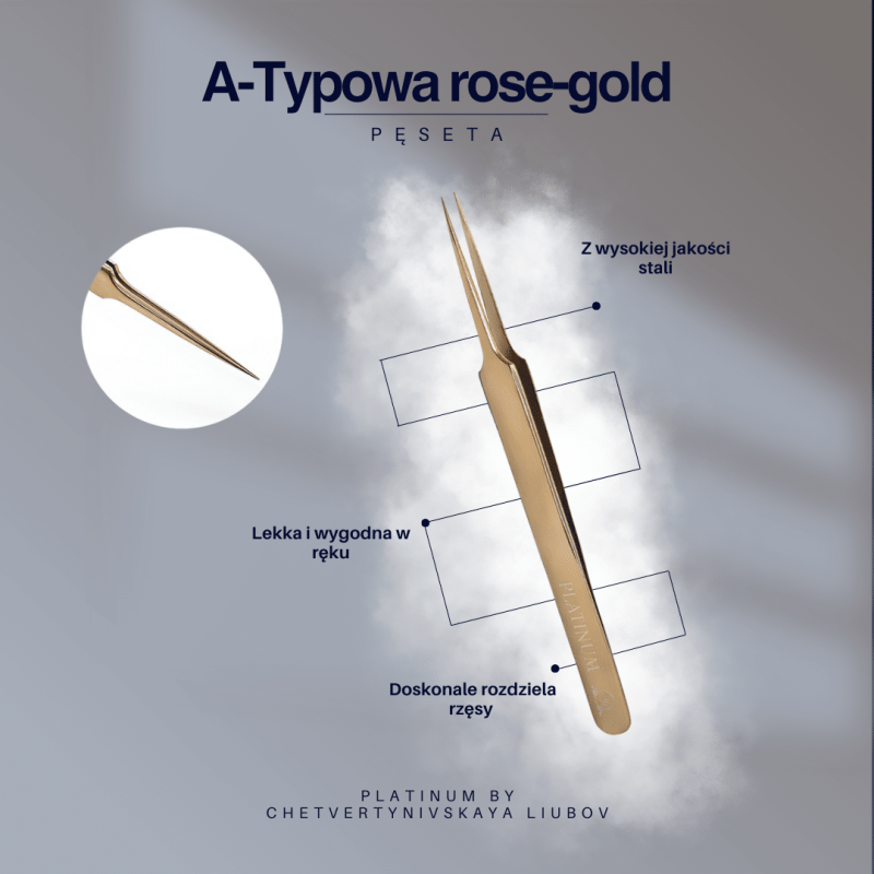 Pęseta do separacji rzęs A-Typical Rose Gold PLATINUM Rose Luxe