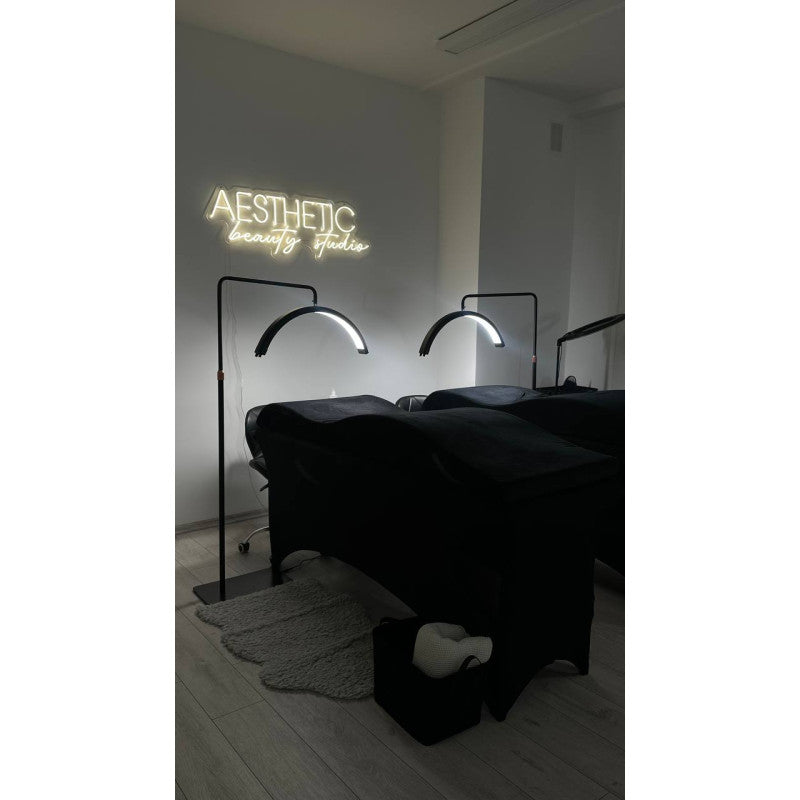 Foldable Cosmetic Bed 60 cm + Memory Foam Mattress + Shadow-Free Cosmetic Lamp MOON PLATINUM - Set №9
