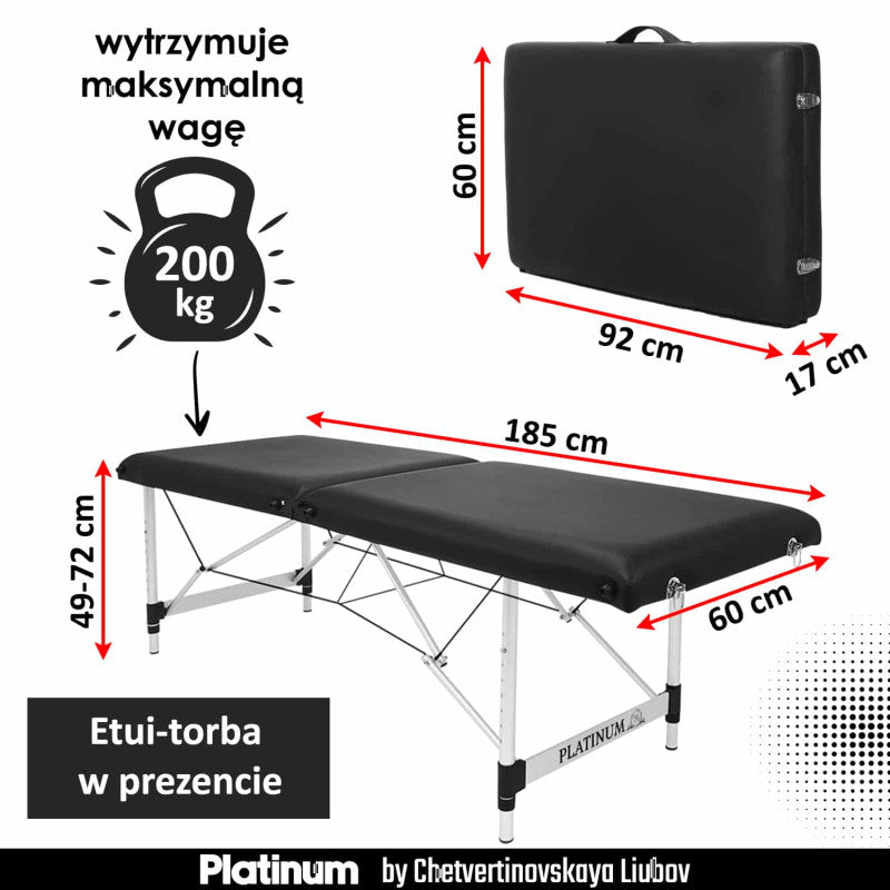 Foldable Cosmetic Bed 60 cm + Memory Foam Mattress + Shadow-Free Cosmetic Lamp MOON PLATINUM - Set №9