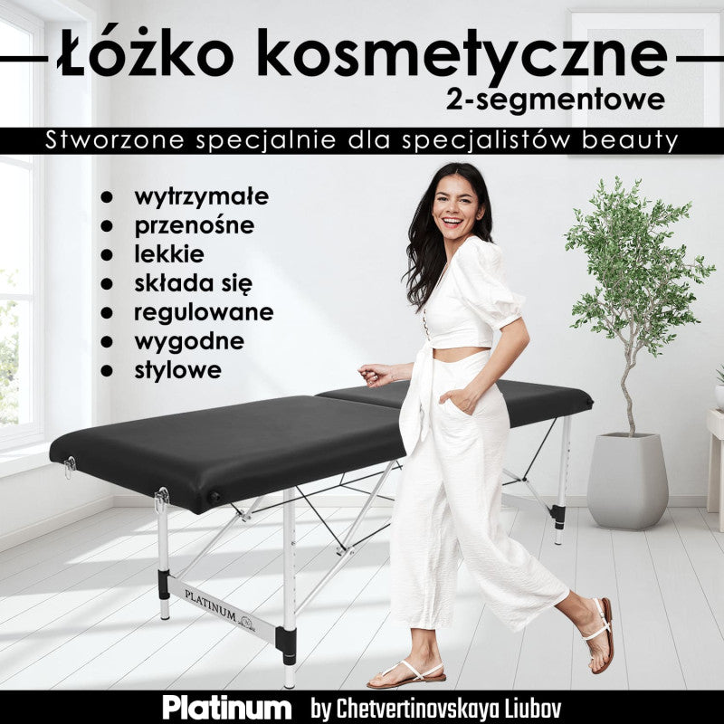 Foldable Cosmetic Bed 60 cm + Memory Foam Mattress + Shadow-Free Cosmetic Lamp MOON PLATINUM - Set №9