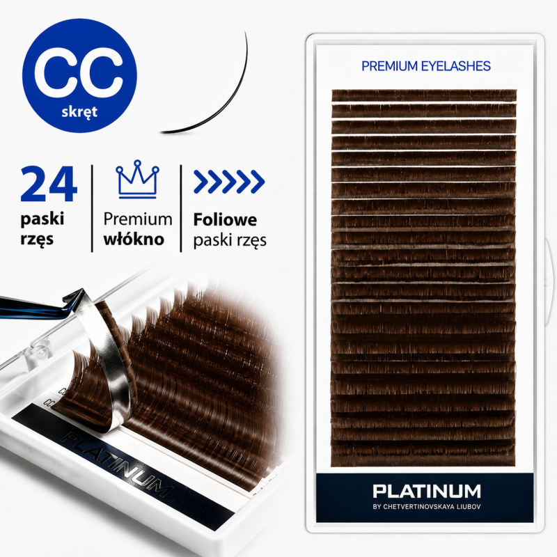 Eyelash Extensions Brown PLATINUM 24 lines Сurl СC 0.07 6-13mm NEW