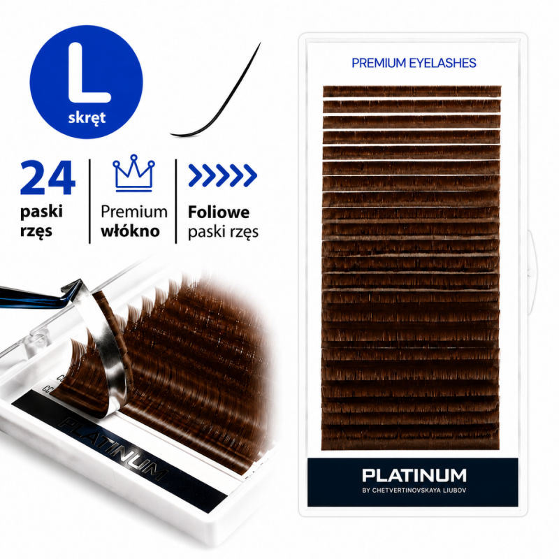 Eyelash Extensions Brown PLATINUM 24 lines Сurl L 0.07 6-13mm NEW
