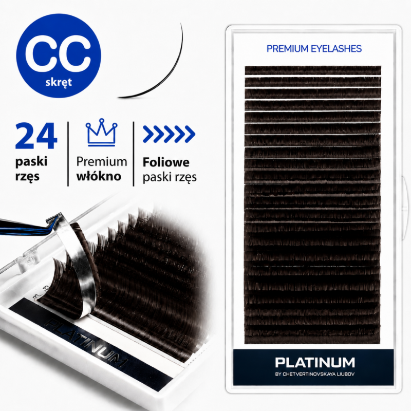 Eyelash Extensions Dark Choco PLATINUM 24 lines Сurl CC 0.07 14mm NEW