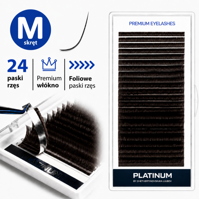 Eyelash Extensions Dark Choco PLATINUM 24 lines Сurl M 0.07 8-14mm NEW