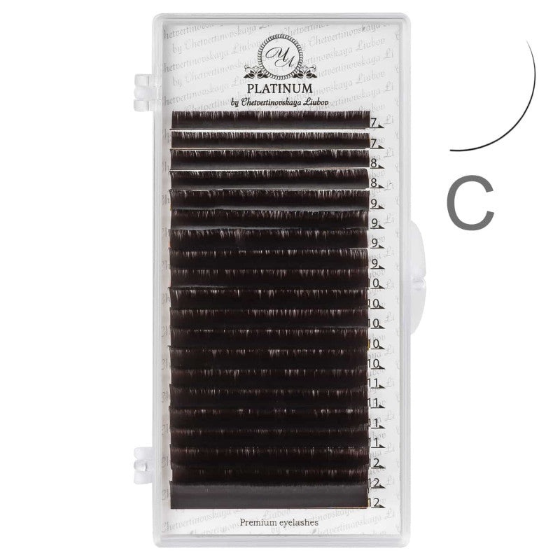 Eyelash Extensions Dark Choco PLATINUM 20 lines Сurl С 0.07 10mm