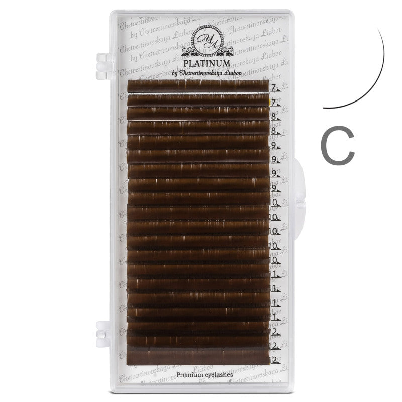 Eyelash Extensions Brown PLATINUM 20 lines Сurl C 0.07 10mm