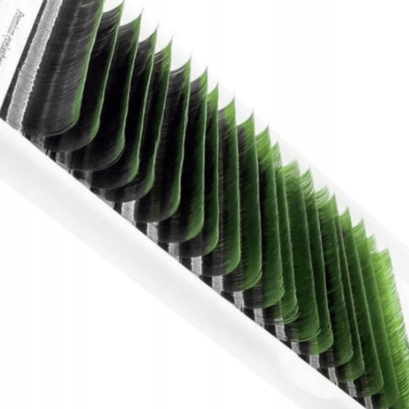 Eyelash Extensions Color Ombre Green PLATINUM Curl CC 0.10 8–14mm