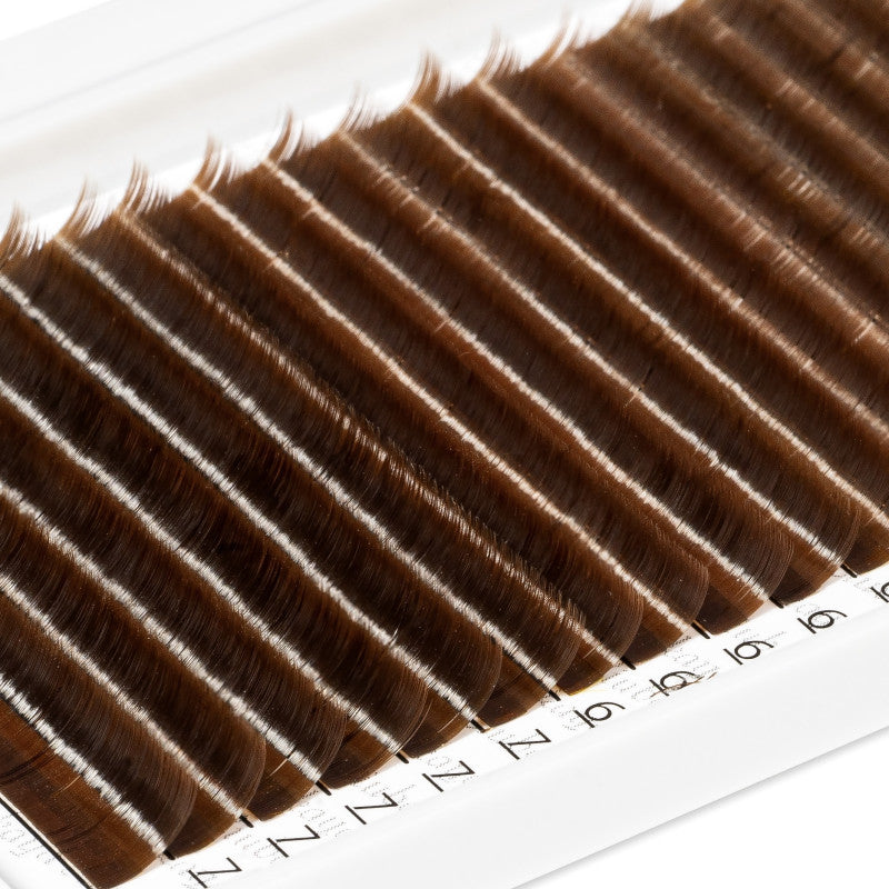 Eyelash Extensions Brown PLATINUM 20 lines Сurl B 0.07 7-12mm