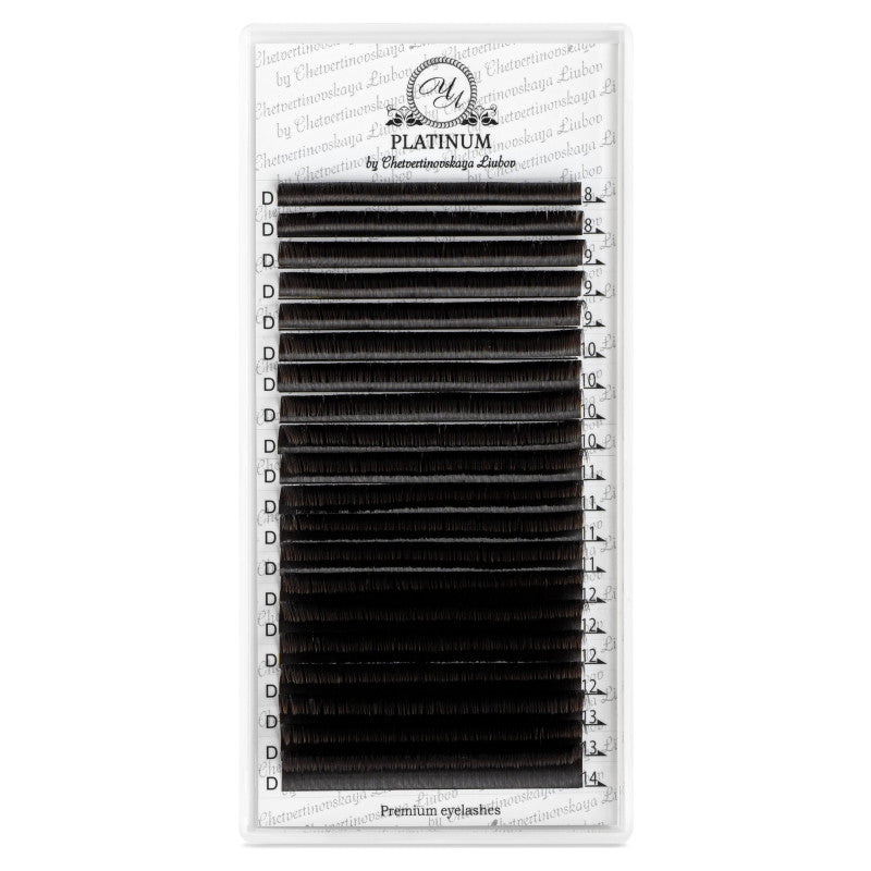 Eyelash Extensions Dark Choco PLATINUM 20 lines Сurl D 0.07 8-14mm
