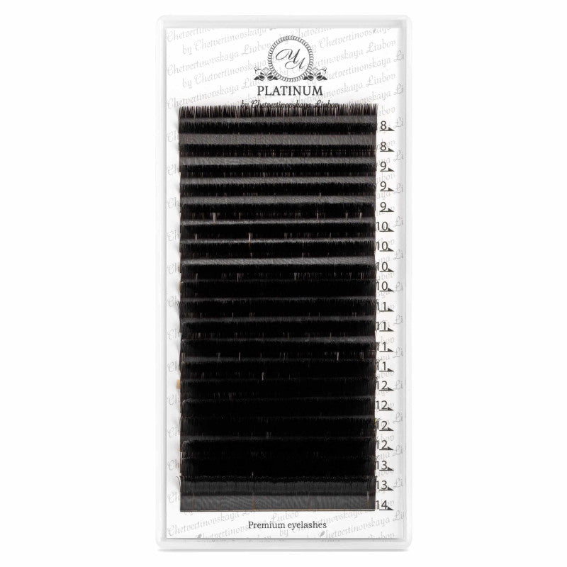 Eyelash Extensions Dark Choco PLATINUM 20 lines Сurl M 0.07 8-14mm