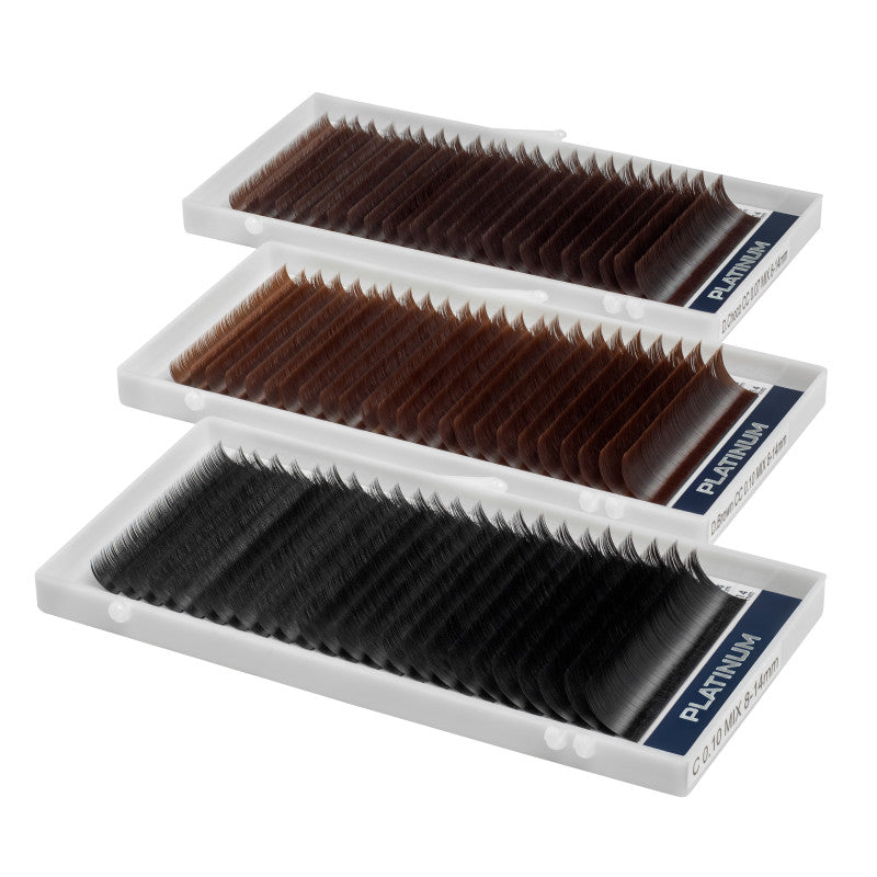 Eyelash Extensions Dark Choco PLATINUM 24 lines Сurl D 0.07 8-14mm NEW