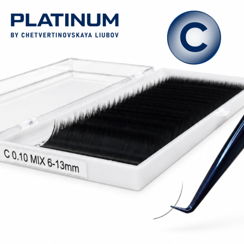 Eyelash Extensions Black PLATINUM 24 lines Сurl C 0.07 9mm NEW