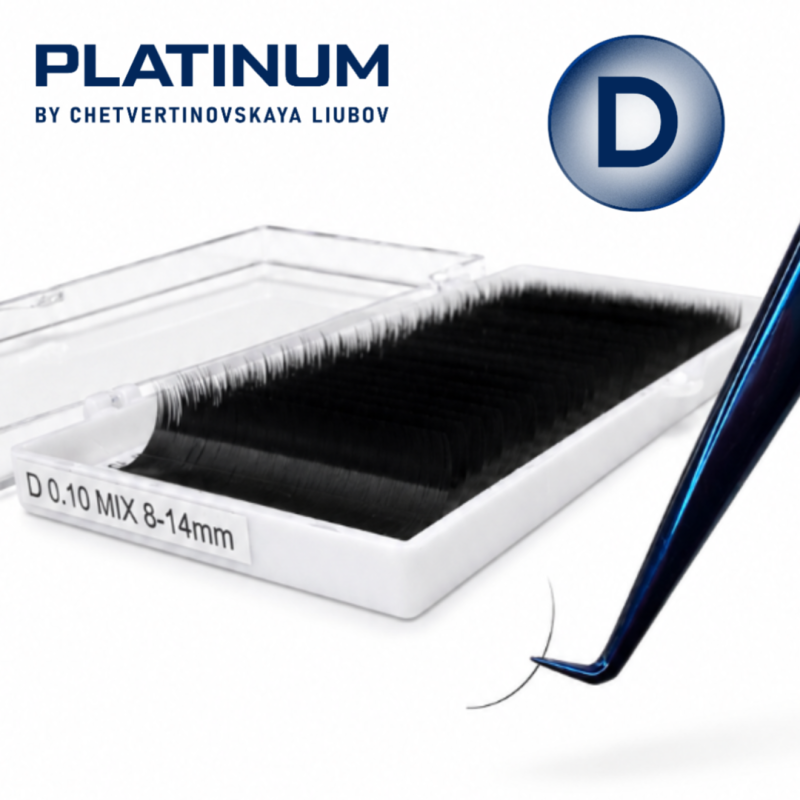 Eyelash Extensions Black PLATINUM 24 lines Сurl D 0.10 8-14mm NEW