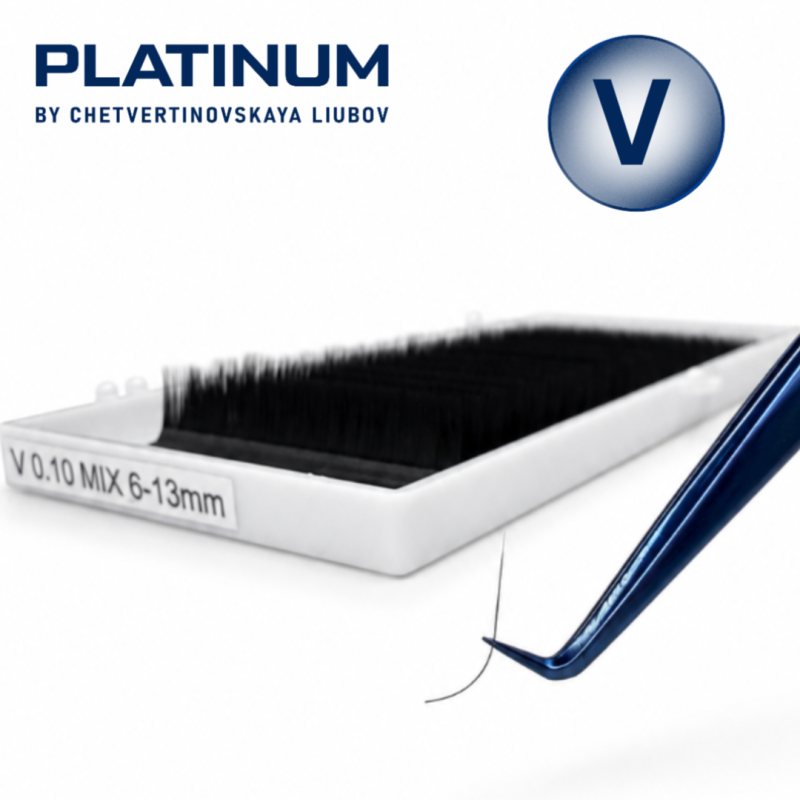 Eyelash Extensions Black PLATINUM 24 lines Сurl V 0.10 6-13mm NEW