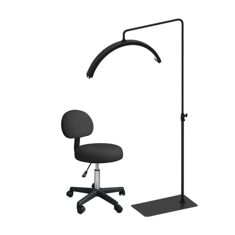 PLATINUM Cosmetic Chair with Backrest + MOON G PLATINUM Shadowless Cosmetic Lamp - Set №10