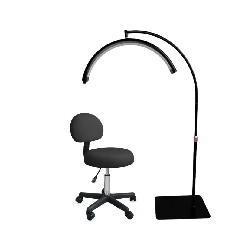 PLATINUM Cosmetic Chair with Backrest + MOON С PLATINUM Shadowless Cosmetic Lamp - Set №11
